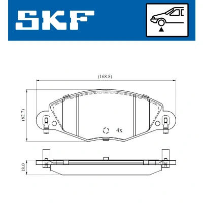 Abbildung von SKF VKBP 80447 E Bremsbelagsatz inkl. Verschleißwarnkontakt CITROËN: C5 I Kombi