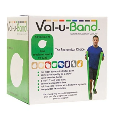 Abbildung von CanDo Trainingsband / Gymnastikband, Länge 45 m, Val u Band® hellgrün (leicht)