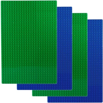 Abbildung von Games Baustein Grundplatten, kompatibel mit Allen großen Marken, 19,2 x 28,8 cm, grüne Grundplatten (2X Grün &amp; 2X blaues)