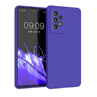 Abbildung von kwmobile Hülle kompatibel mit Samsung Galaxy A53 5G Silikon Handy Case Handyhülle weiche Oberfläche kabelloses Laden Blauviolett