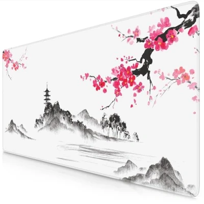 Abbildung von TITANWOLF XXL Speed Gaming Mauspad 900 x 400mm Mousepad Tischunterlage Large Size verbessert Präzision und Geschwindigkeit Ink Sakura