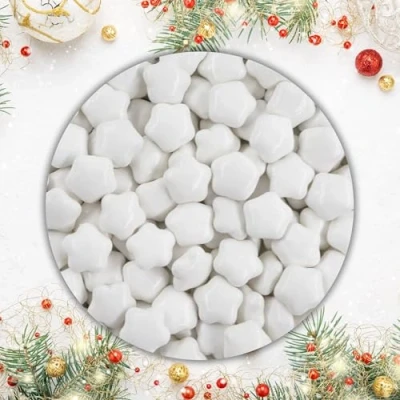 Abbildung von EinsSein 0,5kg Schokolinsen Sterne Schokosterne weiss glanz Schoko Schokodragees Gastgeschenke Weihnachten Taufe Babyparty Hochzeit Altervative für Hochzeitsmandeln perfekt Candy Bar