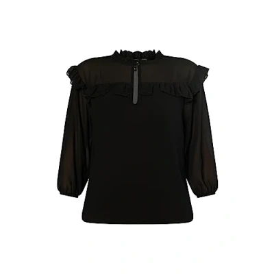 Abbildung von EUCALY Damen Rüschenbluse 19529647 EU01, SCHWARZ, S