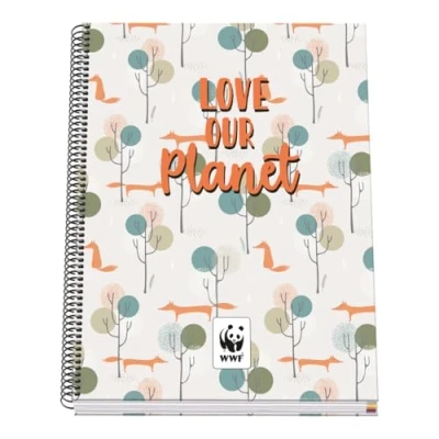 Abbildung von DOHE A4 Notizbuch, kariert, Spiralbindung, 100 Blatt, 90 g/m², 5 mm, Hardcover, WWF Love Our Planet, Schulmaterial