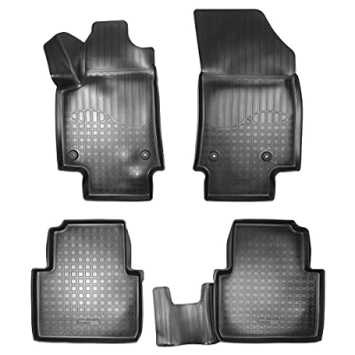 Abbildung von RECAMBO F 5120 Fußmattensatz Gummi vorne und hinten 4 schwarz Maßgefertigt OPEL: Crossland X, PEUGEOT: 2008 II, CITROËN: C3 Aircross 2