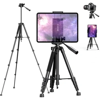 Abbildung von elitehood 172cm iPad Stativ, Ultrastabiles Kamerastativ für Pro 12.9, Tablet Stativ Halterung Videoaufnahmen/Fotografie, Kompatibel mit 4,7 13 Zoll Tablet/iPad Pro/Webcam/DSLR