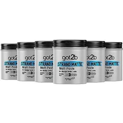 Abbildung von got2b Strand matte Matt Paste (100 ml), Styling für Surfer Looks, zum Strubbeln, Texturieren oder Zähmen ohne Verkleben, mittlerer Halt, 6x 100 ml