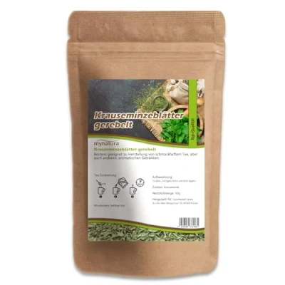 Abbildung von Mynatura Krauseminzblätter getrocknet und gerebelt Krauseminze Minzblätter Vegan Aromatische Minze Mint Im Beutel 100g