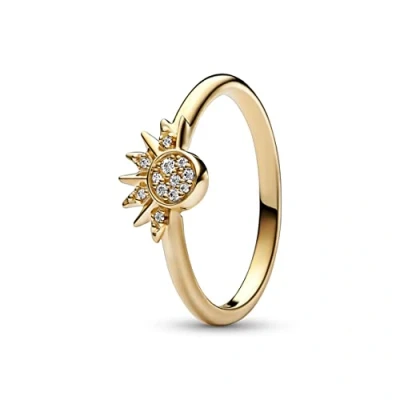 Abbildung von Pandora Celestial Sparkling SUN Ring, Damen, Größe: 54, Gold plated