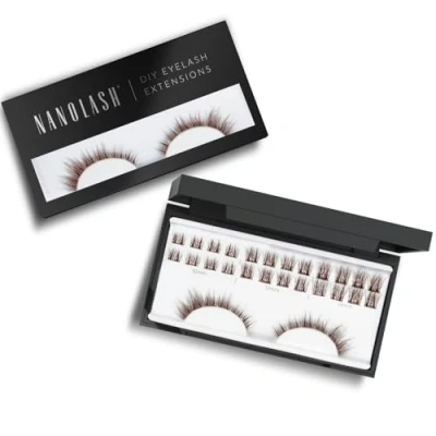 Abbildung von Cluster Wimpern zur DIY Wimpernverlängerung zu Hause Nanolash 36 Stück Extension selber machen,Wimpernverlängerung DIY, Falsche (Braun, DIVINE)