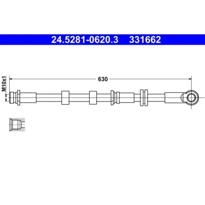 Abbildung von ATE 24.5281 0620.3 Bremsschläuche 630 M10x1 MITSUBISHI: ASX SUV, Lancer 8 Schrägheck, 7 Limousine