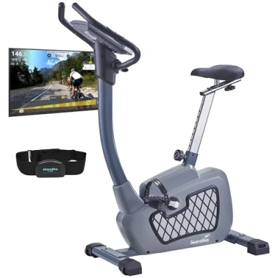 Abbildung von Skandika Ergometer Wiry Heimtrainer Fahrrad für Zuhause, 11kg Schwungmasse (mit Transportrollen), Magnetbremssystem, 24 Trainingsprogramme, Bluetooth, Kinomap &amp; App