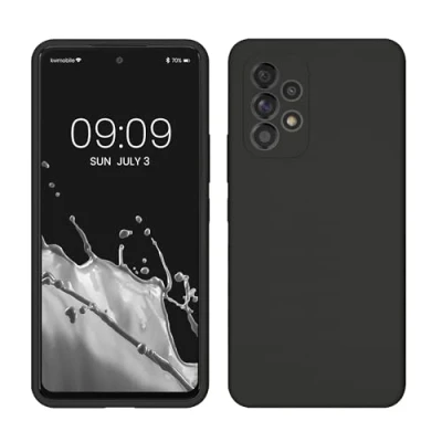 Abbildung von kwmobile Hülle kompatibel mit Samsung Galaxy A53 5G Silikon Handy Case Handyhülle weiche Oberfläche kabelloses Laden Dunkelgrau
