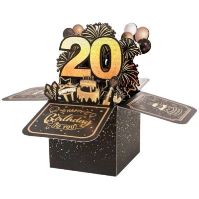 Abbildung von BOFUNX Geburtstag Karte zum 20. Pop up 3D Happy Birthday Grußkarte Geburtstagskarte Kreative Geburtstagsgeschenk für Familie und Freunden