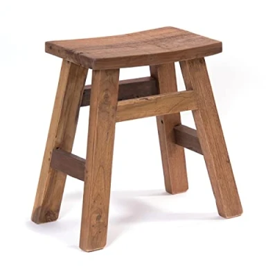Abbildung von DESIGN DELIGHTS Holz HOCKER Noah Mahagoni &amp; Teakholz, 50x50x30 cm Pflanzenhocker, Beistellhocker, Sitzhocker, Teakhocker