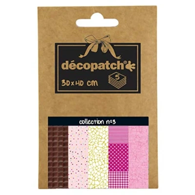 Abbildung von Decopatch Décopatch DP003O Packung Décopocket mit 5 Papierbogen (30 x 40 cm) (gefaltet, 13 9,5 cm, praktisch zum Transportieren und einfach Verwenden) 1 Pack farbig sortiert