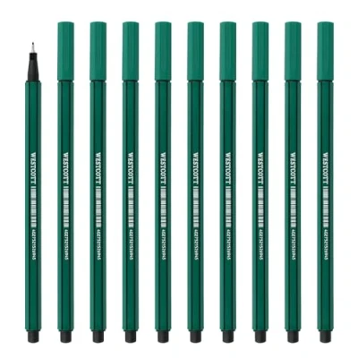 Abbildung von WESTCOTT Fineliner grün 10 Stück, Premium mit 0,4mm Strichstärke, (Vorteilspack, tlg), Präzise Strichführung, metalleingefasste Spitze, schnelltrocknend