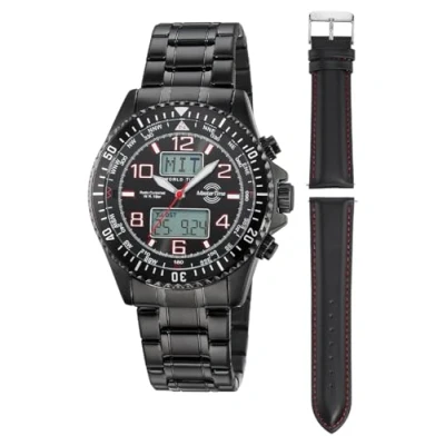 Abbildung von Master Time MTGA 10921 22M Herrenuhr Funk Super Power Schwarz mit 2 Bändern