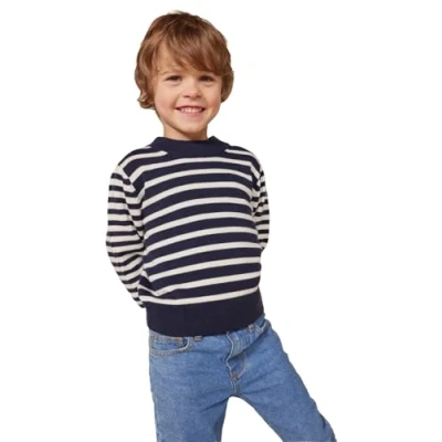Abbildung von Petit Bateau Gestreifter Strickpullover für Kinder, Größe: 104, Smoking marshmallow