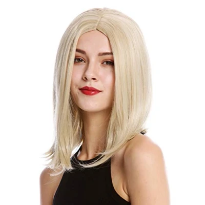 Abbildung von WIG ME UP YZF 4358 24B/613B Perücke Damenperücke Longbob kurz glatt seitlicher Mittelscheitel Hellblond Blond Mix