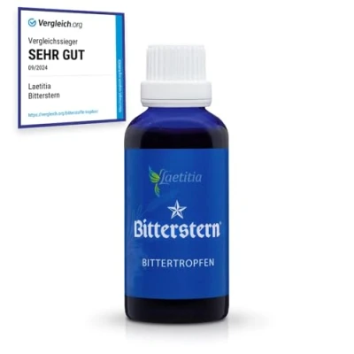 Abbildung von Laetitia Original Bitterstern Bittertropfen: Bitterstoffe aus 17 natürlichen Kräutern in bester Qualität Bittertropfen mit aromatisch feinen Geschmack nach Hildegard von Bingen, 50 ml