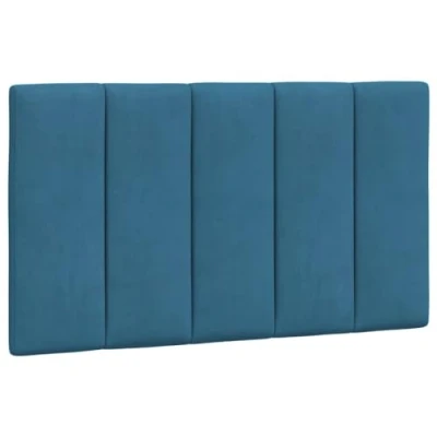 Abbildung von vidaXL Kopfteil Kissen, Kopfteilkissen mit Linien Design, Bett Kopfkissen Klettverschlüssen auf Rückseite, Kopfteilpolster Kopfpolster, Blau 90cm Samt