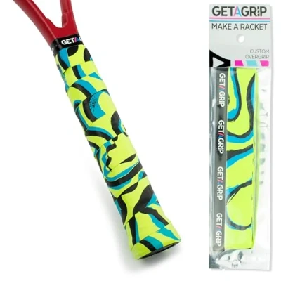 Abbildung von GET A GRIP Personalisiertes Tennisschläger Übergriffband Rutschfestes Tennis Overgrip, Griffband für Padel, Badminton, Squashschläger Anti Schweiß (The Flow, 1 Griff)