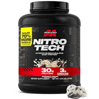 Abbildung von Whey Protein Pulver, MuscleTech Nitro Tech Isolate &amp; Peptides, Eiweißpulver für den Muskelaufbau, Proteinpulver Männer und Frauen, Cookies and Cream, 1.81 kg (40 Portionen)