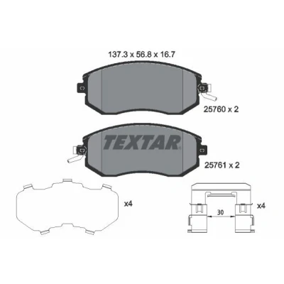 Abbildung von TEXTAR 2576001 Bremsbelagsatz mit akustischer Verschleißwarnung Zubehör SUBARU: BRZ Coupe, Forester IV, III, TOYOTA: GT86 Coupe