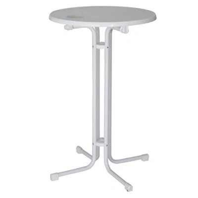 Abbildung von Best Stehtisch klappbar Multiflex Ø 80cm, Weiß I Runder Bistrotisch 110cm Tischhöhe Wetterfest &amp; UV beständig Stabiles Stahlrohrgestell