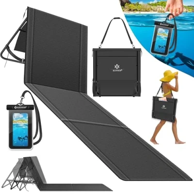 Abbildung von KESSER® Klappbare Strandmatte mit Verstellbarer Rückenlehne Faltbare Strandliege Tragegurt, wasserdichter Tasche &amp; Aufbewahrung Sonnenliege für Strand, Garten Terrasse 130 kg belastbar