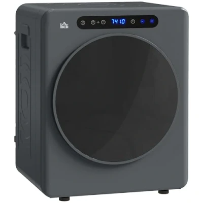 Abbildung von HOMCOM Mini Ablufttrockner 4 kg Wäschetrockner mit Desinfektion, 6 Programmen, 1000W wandmontierbar Trockner Touch Screen, 3 Temperaturen und Timer, für Wohnmobile, Haus, Grau