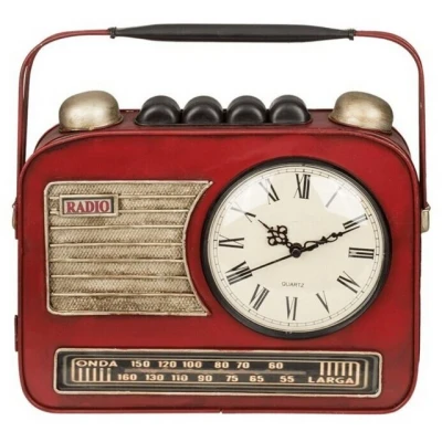 Abbildung von Out of the blue Metall Schlüsselkasten, Radio mit Uhr, Rot, one Size