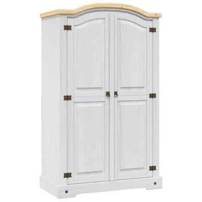 Abbildung von vidaXL Kiefer Kleiderschrank Mexiko Stil Corona 2 Türen Garderobenschrank Schlafzimmerschrank Dielenschrank Holzschrank Schrank Weiß