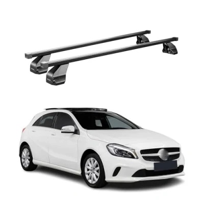Abbildung von Menabo Stahl Gepäckträger Dachträger kompatibel mit Mercedes A Klasse W176 2012 18 Schwarz
