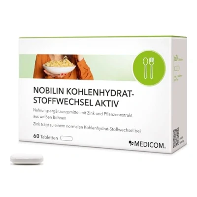 Abbildung von Medicom Nobilin KohlenhydratStoffwechsel, Gewicht leichter kontrollieren mit Zink und Bohnensamen Extrakt 60 Tabletten