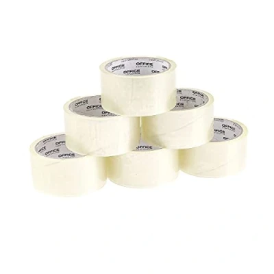 Abbildung von OFFICER PRODUCTS 15025031 90 Verpackungsklebeband Farbe: Transparent/ 6 Rollen/Breite 48mm x Länge 46m/ Farbiges PP Packband mit Acrylkleber/Verpackungsband Klebeband Paketklebeband/