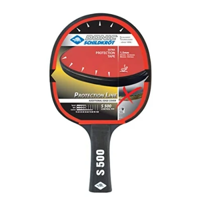 Abbildung von Donic Schildkröt Tischtennisschläger Protection Line S500, mit Schutz gegen Belag Abzupfen, 1,5 mm Schwamm, Elite ITTF Belag, 713055