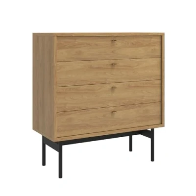 Abbildung von Selsey Kommode Aufbewahrungsschrank 4 Schubladen Schrank Schubladenschrank 85,5 cm Olar Carini Walnuss