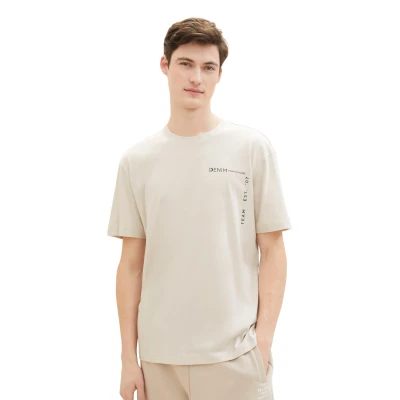 Abbildung von TOM Tailor Denim Tshirt print, Herren, Größe: Small, Cold beige