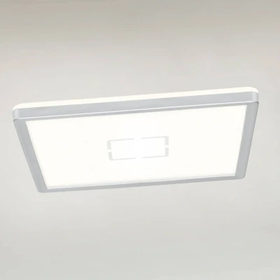 Abbildung von Briloner Leuchten LED Deckenleuchte, Deckenlampe mit Hintergrundbeleuchtungseffekt, 18 W, 2.400 Lumen, 4.000 Kelvin, Quadratisch, Weiß Silber