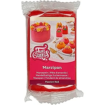 Abbildung von FunCakes Mandelhaltige Zuckermasse (holländisches Marzipan) Passion Red: Einfach zu verwenden und geschmeidig, perfekt zum Dekorieren von Kuchen, Halal, koscher glutenfrei. 250 g.