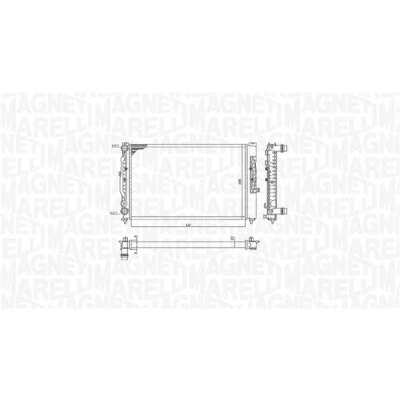 Abbildung von MAGNETI MARELLI 350213191700 Kühler, Motorkühlung 632 396 23 Kühlrippen mechanisch gefügt AUDI: A6 C5 Avant, A4 B5 Limousine, Avant