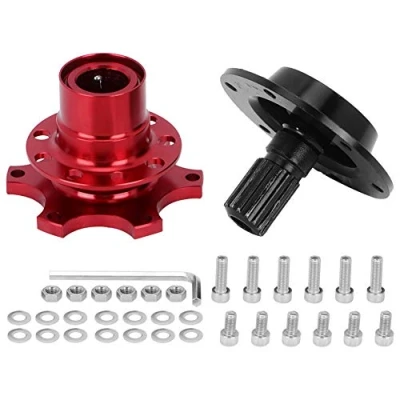 Abbildung von KIMISS Lenkradnabe, Universal 6 Loch Lenkrad Schnellspanner Adapter Kit für Autoreparaturwerkzeug(rot)