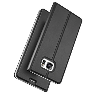 Abbildung von Verco Handyhülle für Galaxy S7, Premium Handy Flip Cover Samsung S7 Hülle [integr. Magnet] Book Case PU Leder Tasche, Schwarz