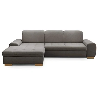 Abbildung von CAVADORE Sofaecke Lexi im Landhausstil / Schlafsofa in L Form mit XXL Longchair links und Federkern Inkl. Bett, Bettkasten Kopfteilfunktion 275 x 82 99 173 Flachgewebe: Hellgrau