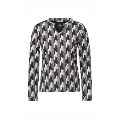 Abbildung von Cecil Gemustertes Langarmshirt, Damen, Größe: XS, Schwarz