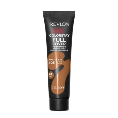 Abbildung von Revlon ColorStay Full Cover Longwear Matte Foundation, hitze und schweißbeständig, leichtes Gesichts Make up, Farbton Mandel (405), 30 ml