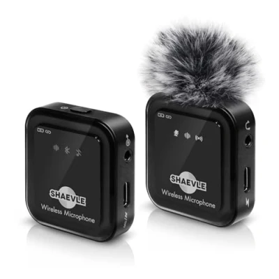 Abbildung von Shaevle Drahtloses Lavalier Mikrofon mit Echtzeit /Publikumsüberwachung, Audio Ducking, Begleitung, Hall, Stummschaltung, Rauschunterdrückung Mini Ansteckmikrofon Bluetooth für Smartphone,PC