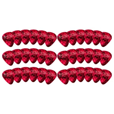 Abbildung von Rocktile Plektren Red Tortoise Thin 36er Pack Stärke “Thin (0,5 mm) Traditionelle Teardrop Form Material: Zelluloid Rot